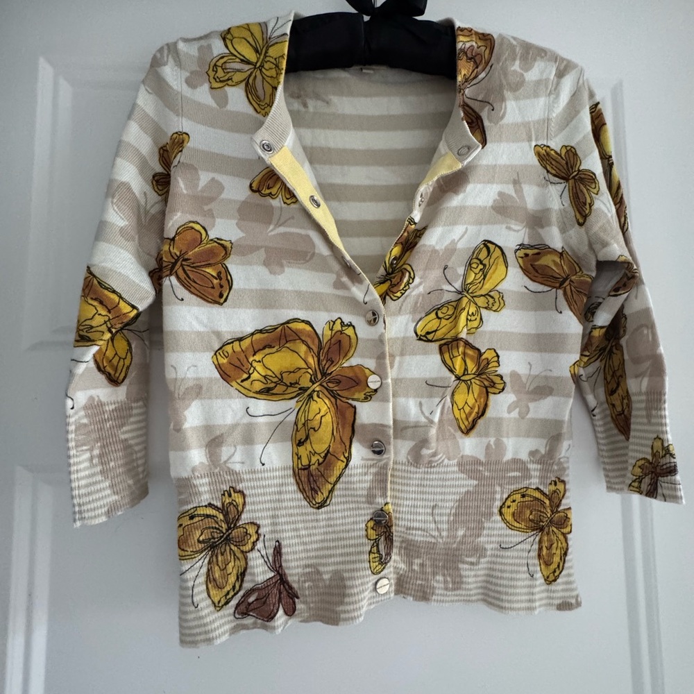 Karen Millen Yellow Butterfly Print Cardigan